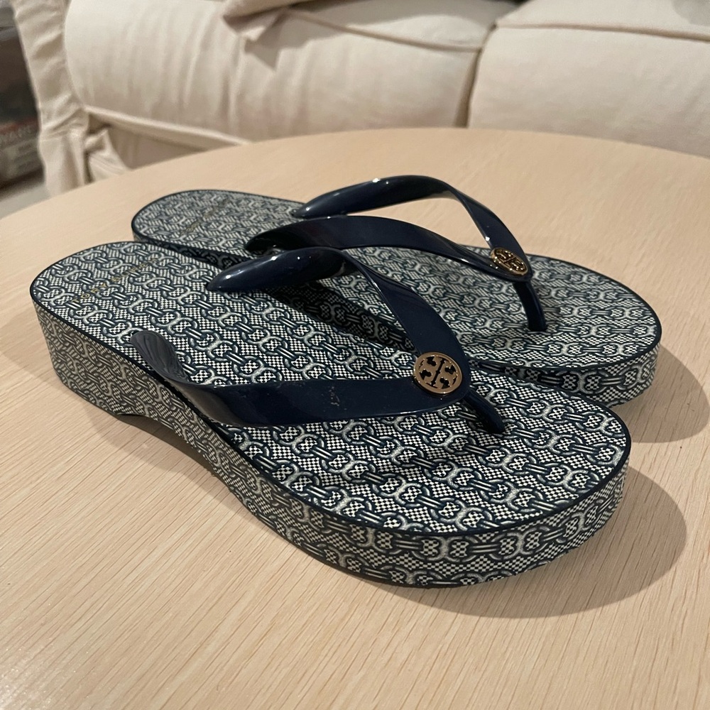 Tory Burch Blue Patterned Sandals